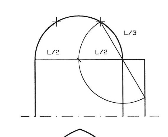 European method for calculating the load-bearing pier (arch division, L/3)