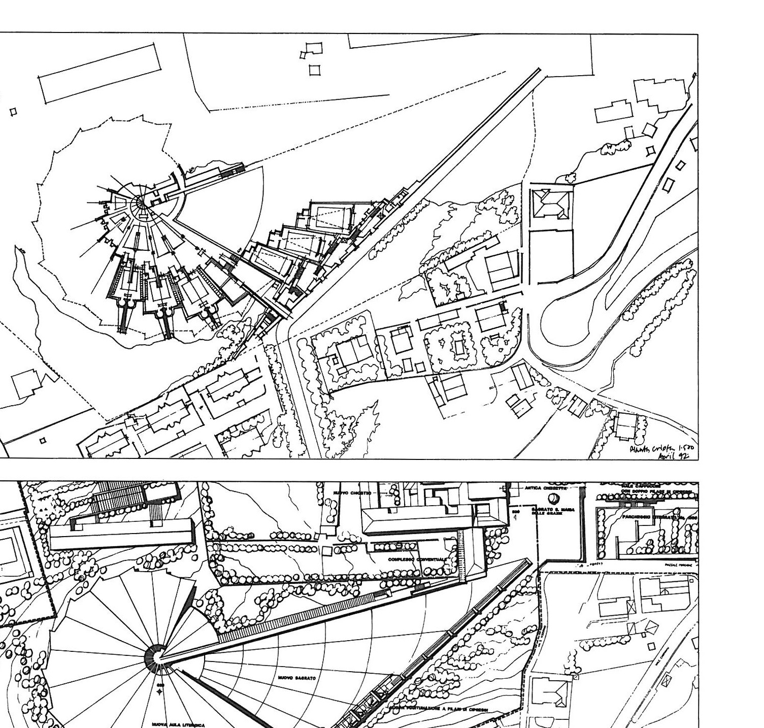 Plans of the Padre Pio complex, by Renzo Piano