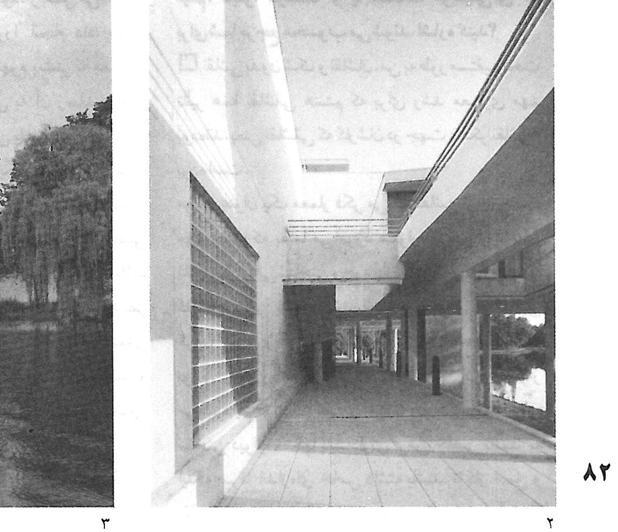 Corridor parallel to the lake, running from north to south through the building