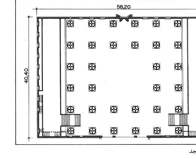 Prayer hall plan (58 × 40 m)
