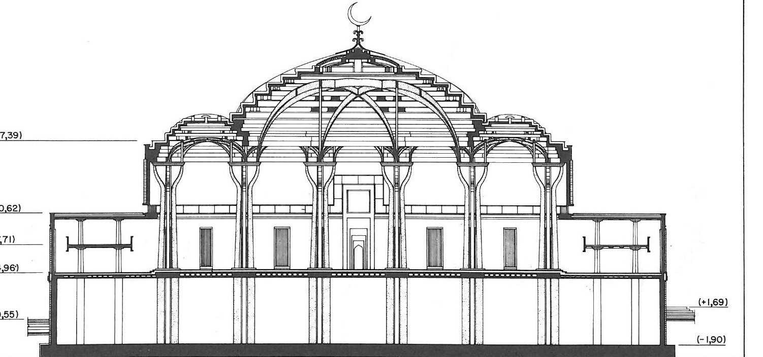 Section through the prayer hall and dome
