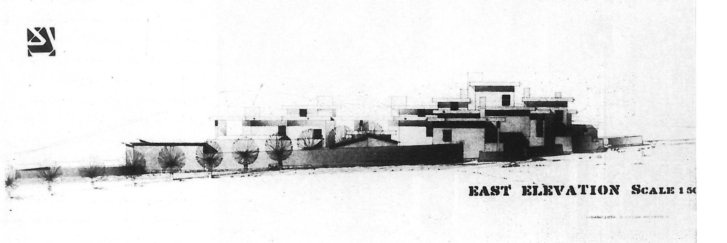 Diploma project, a village, east elevation, 1342 (1963)