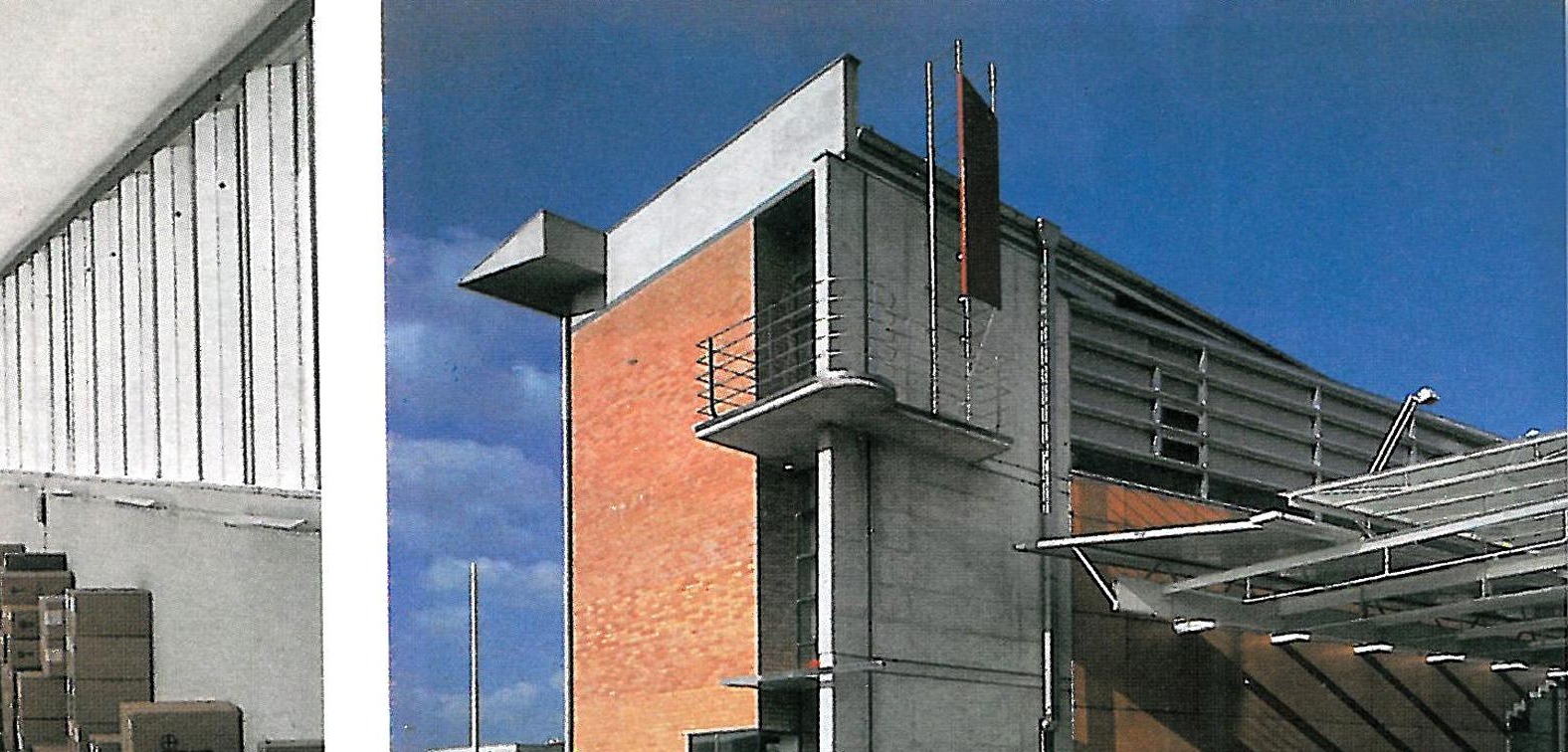 Central Offices and Warehouse of a Pharmaceutical Company, Maribor — exterior detail of the office block