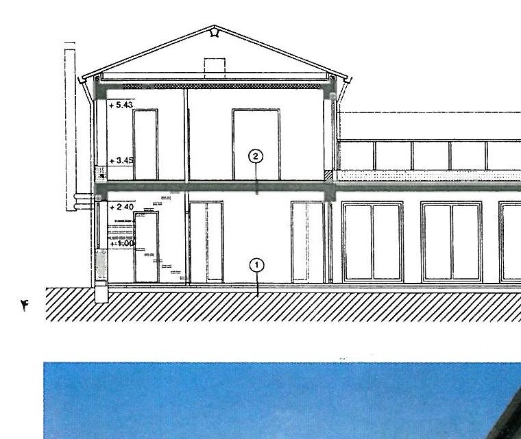 Római-part Residential Complex of Atrium Houses, Budapest — cross section