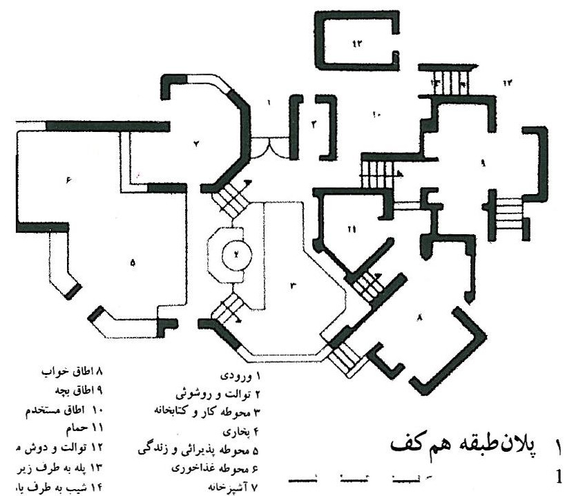 خانه امیرشاهی ـ پلان طبقه هم‌کف