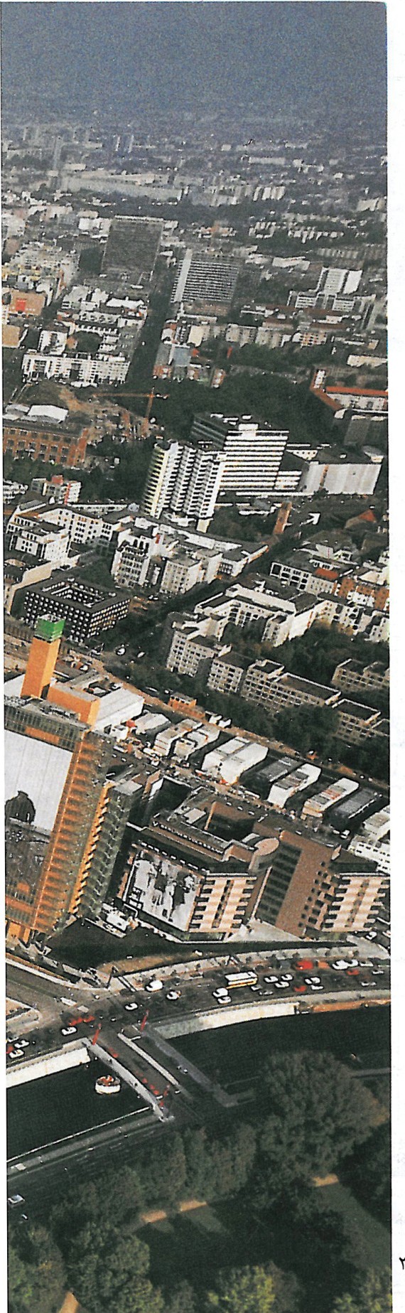 Aerial view of Potsdamer Platz from above, looking down at the new development