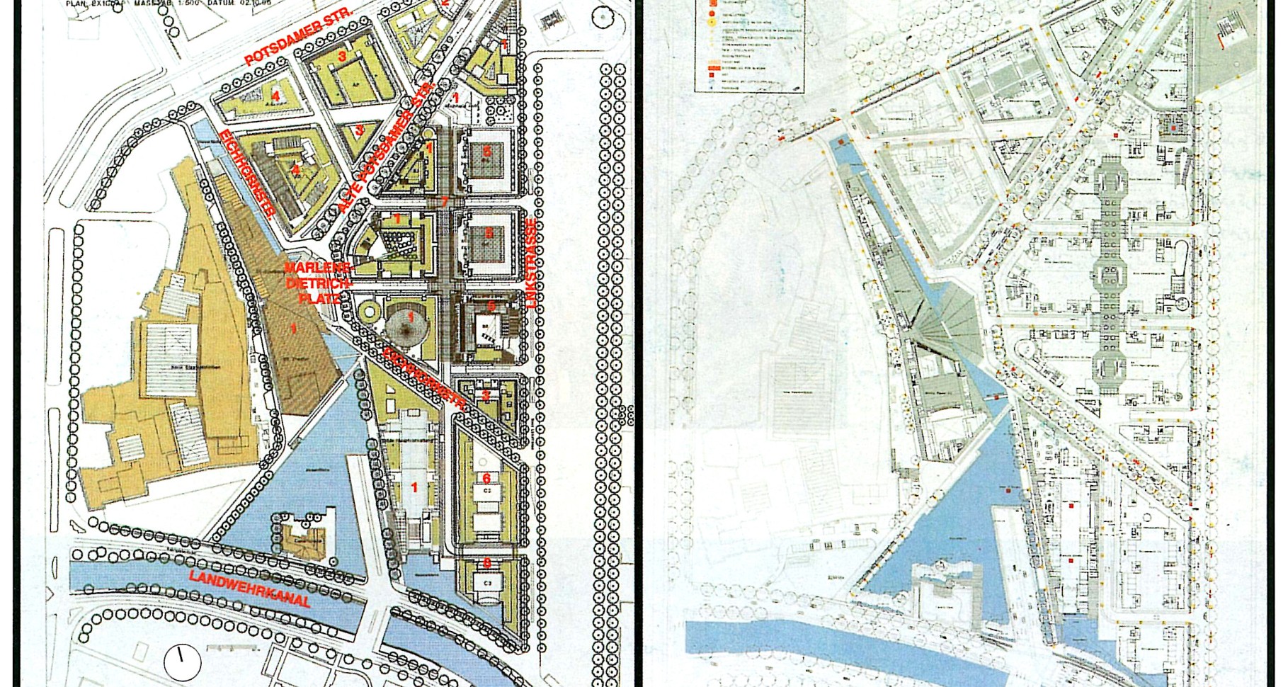 Piano–Kohlbecker master plan of Potsdamer Platz showing the urban block divisions