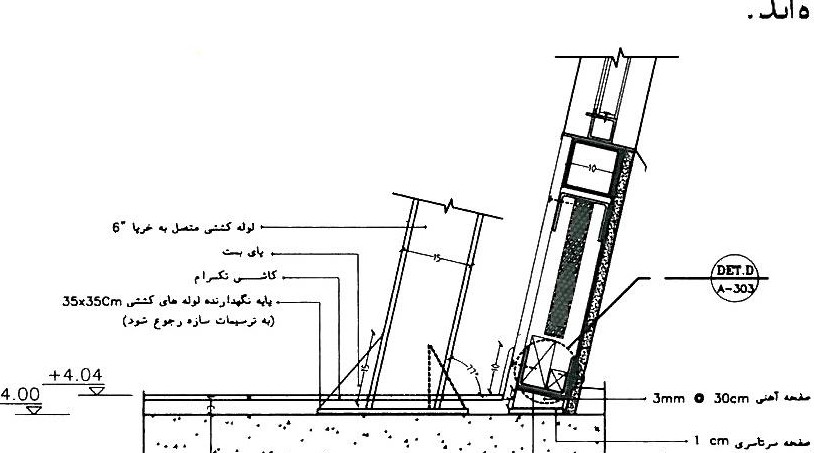 ساختمان اداری کارخانه رویا، قم ـ جزییات دیوار شمالی