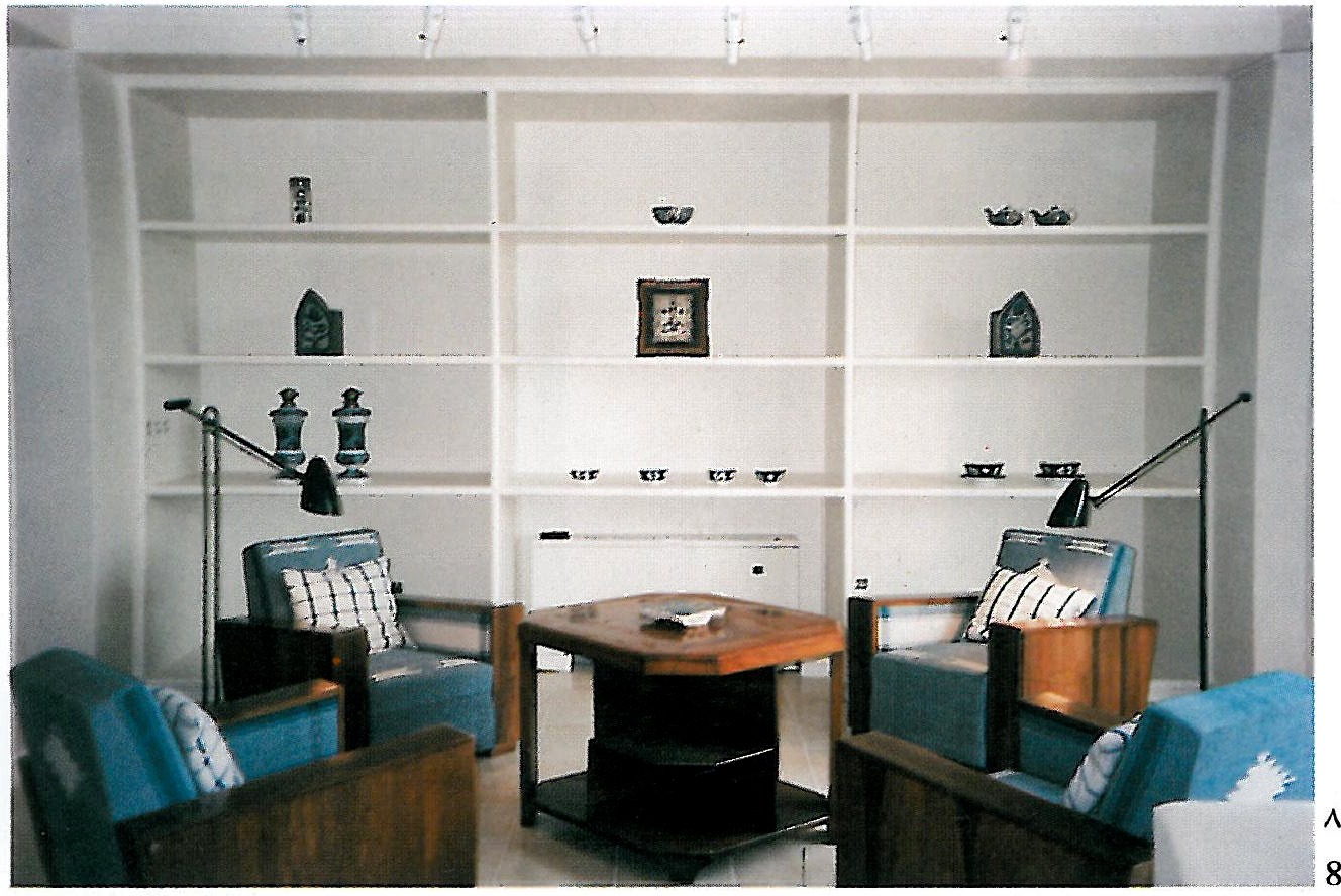 Isfahan house, shelving and Art Deco chairs