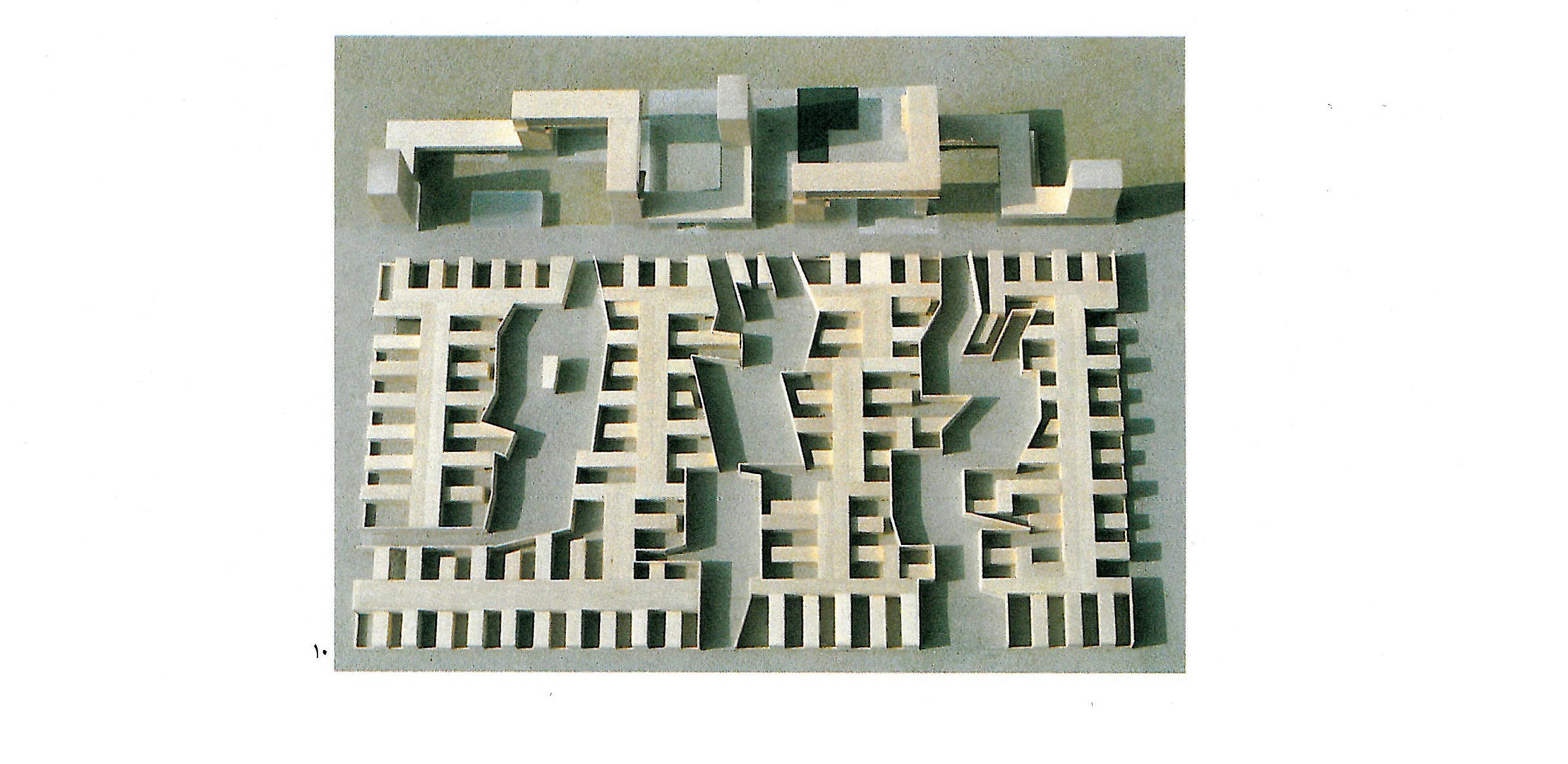 Architectural model by Steven Holl showing building masses and void spaces