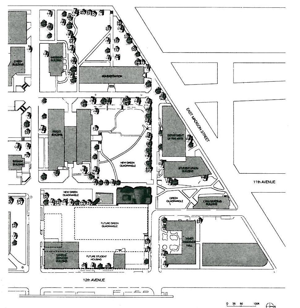 St Ignatius Chapel, Seattle University campus site plan