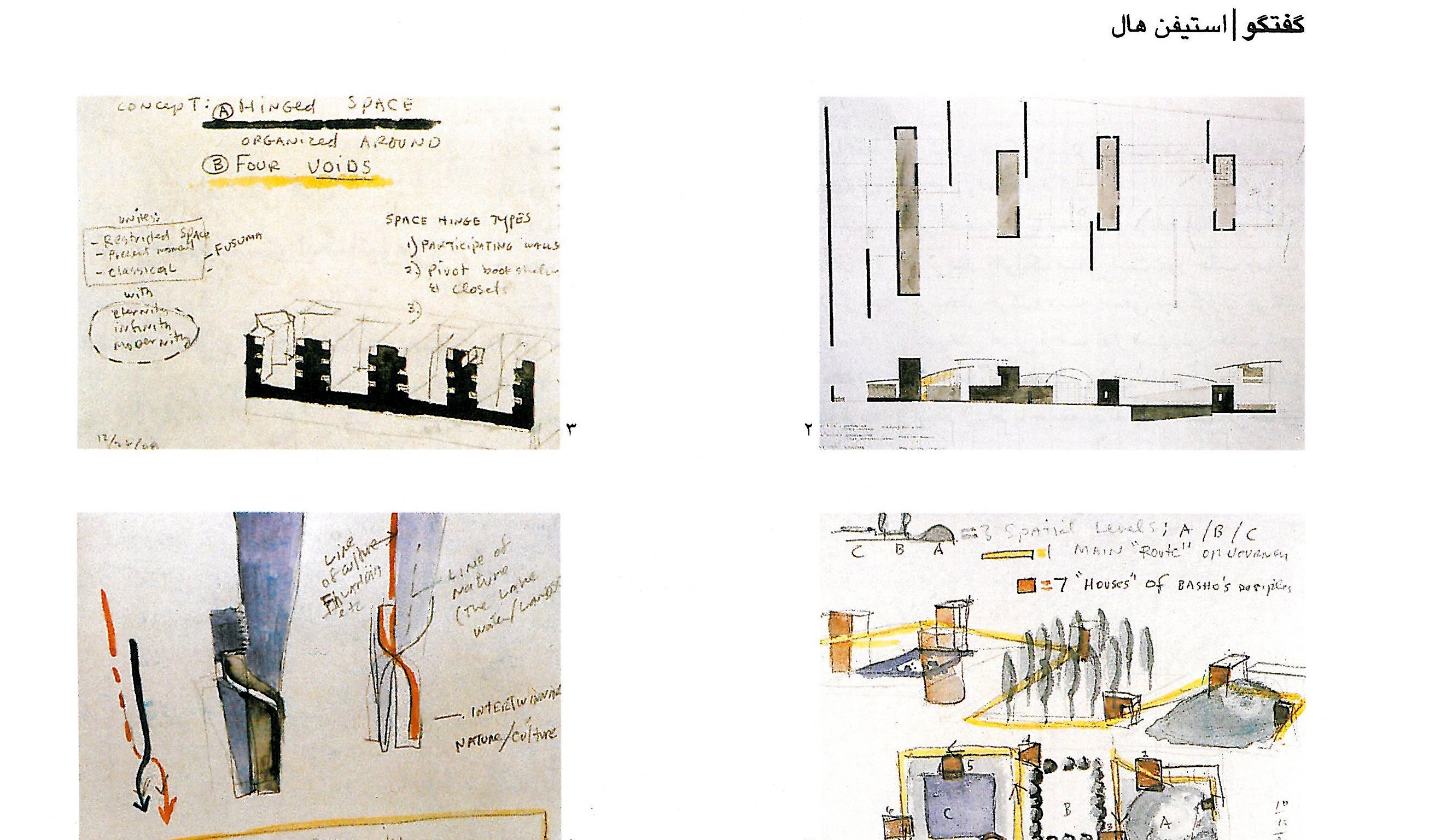 Steven Holl watercolor concept sketches for various projects