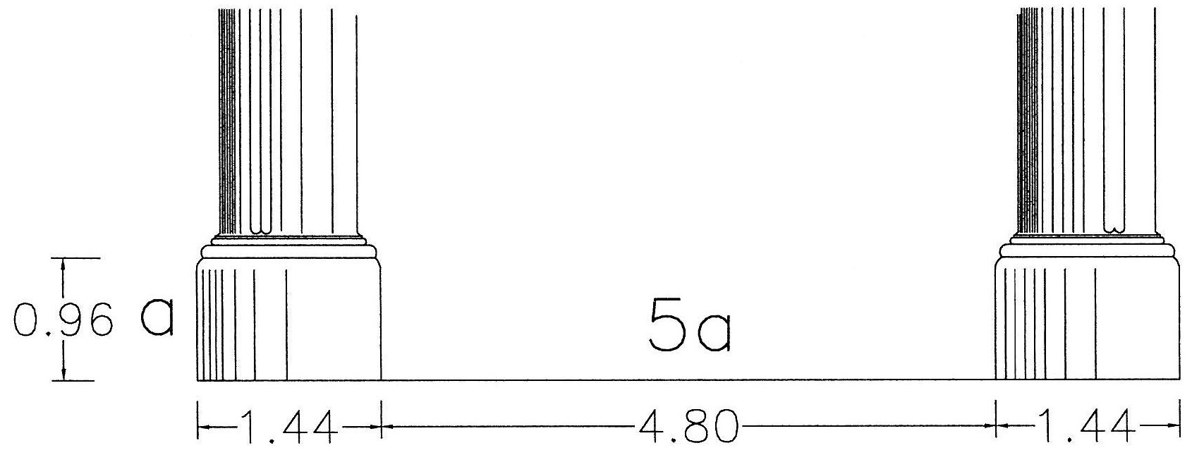 Numerical proportions in the spacings between the columns of the Hall of a Hundred Columns