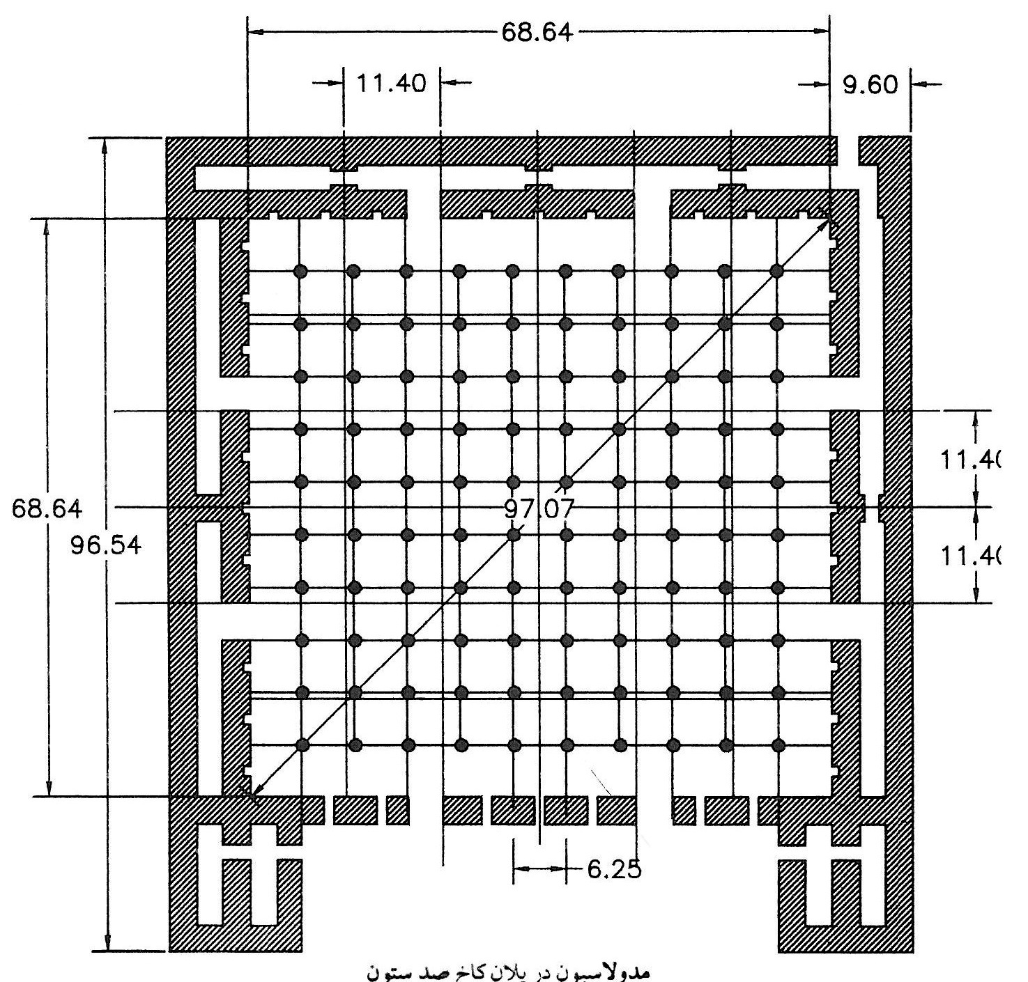 Modulation in the plan of the Hall of a Hundred Columns