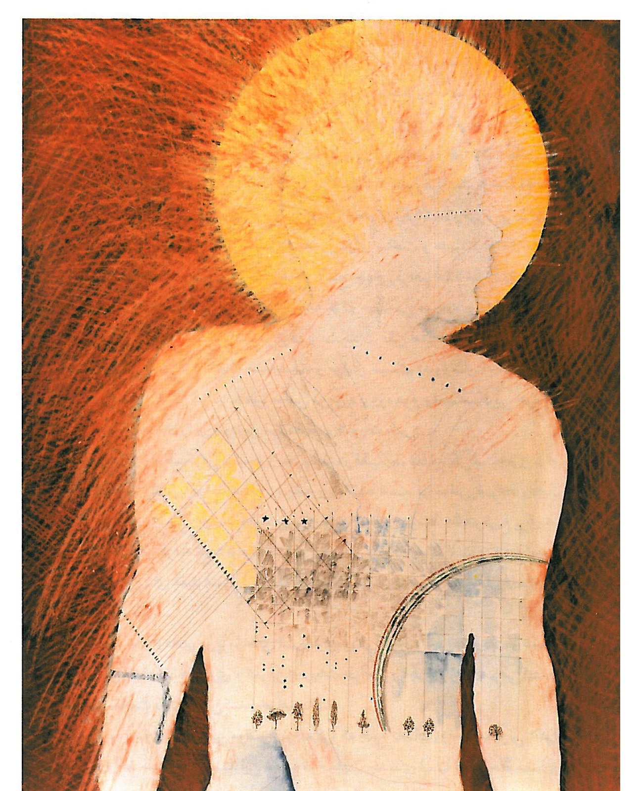 Angel, 1354, pastel, pencil, coloured pencil, watercolour, Letrapress, 70 x 100
