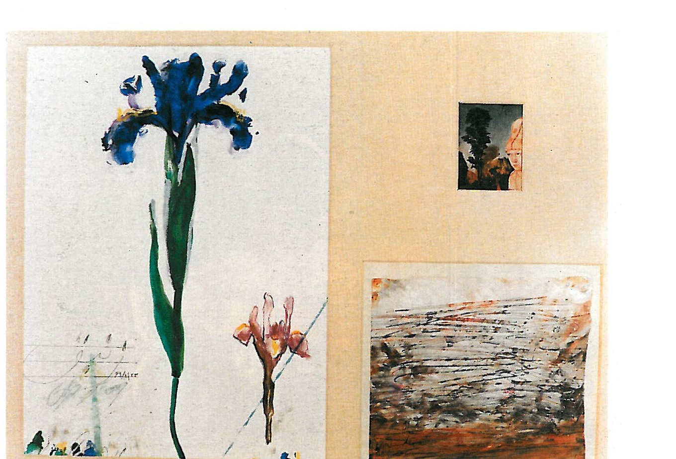 Iris, 1369, acrylic, collage, watercolour on paper, 70 x 100