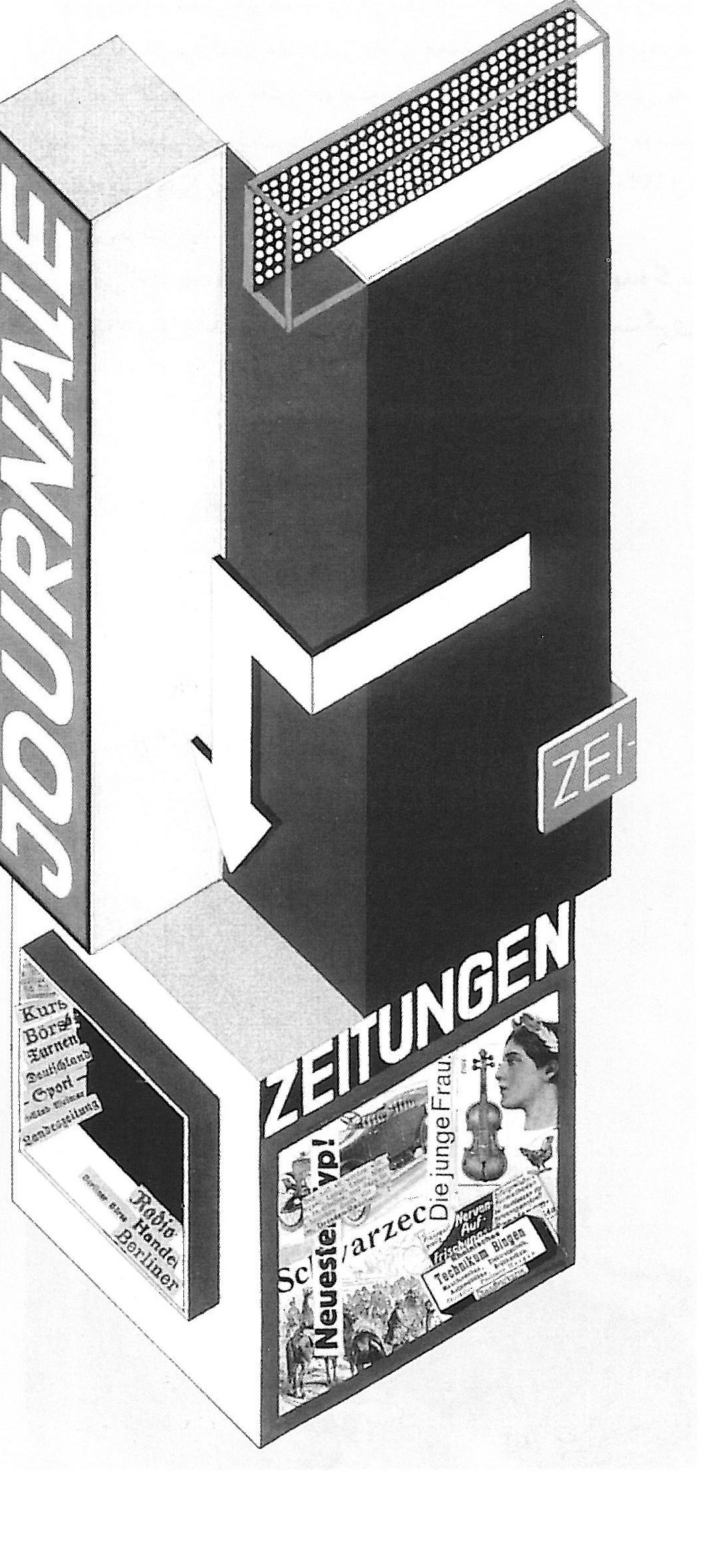 Design for a newspaper kiosk, by Herbert Bayer