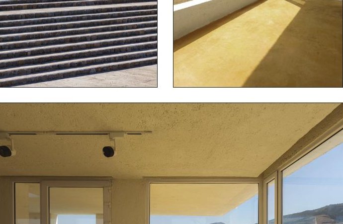 View from inside the living platform out to the pool and the framed Minoudasht plain