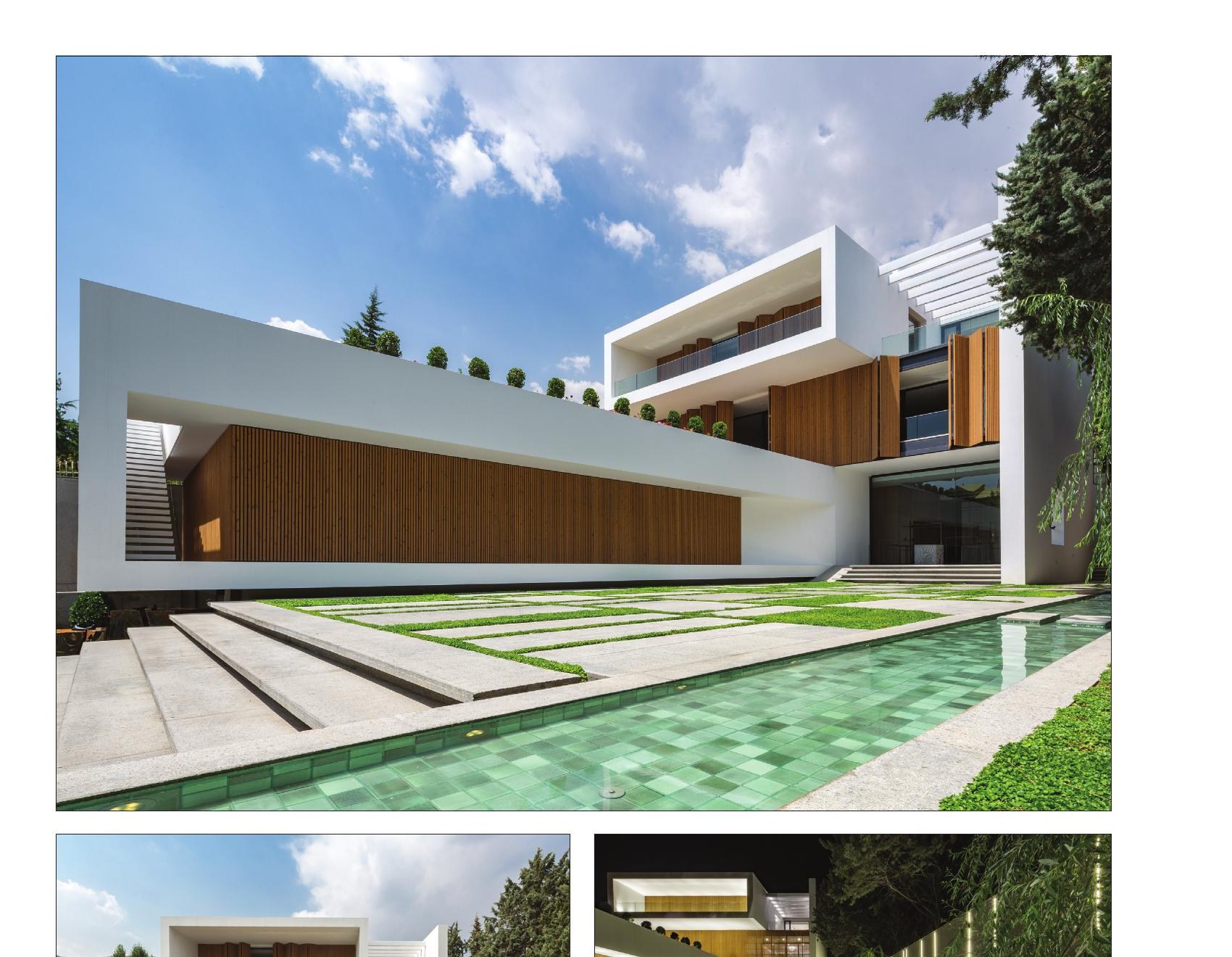 The Dove Residential Lavasan with its long cantilevered concrete volume above a courtyard pool