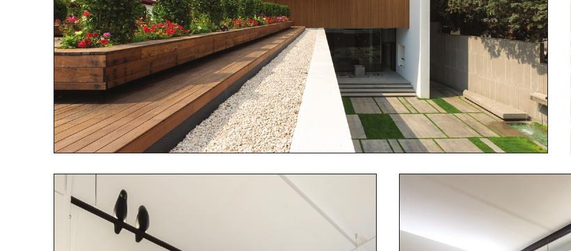 Terrace view at Dove Residential with wood-clad slatted facade
