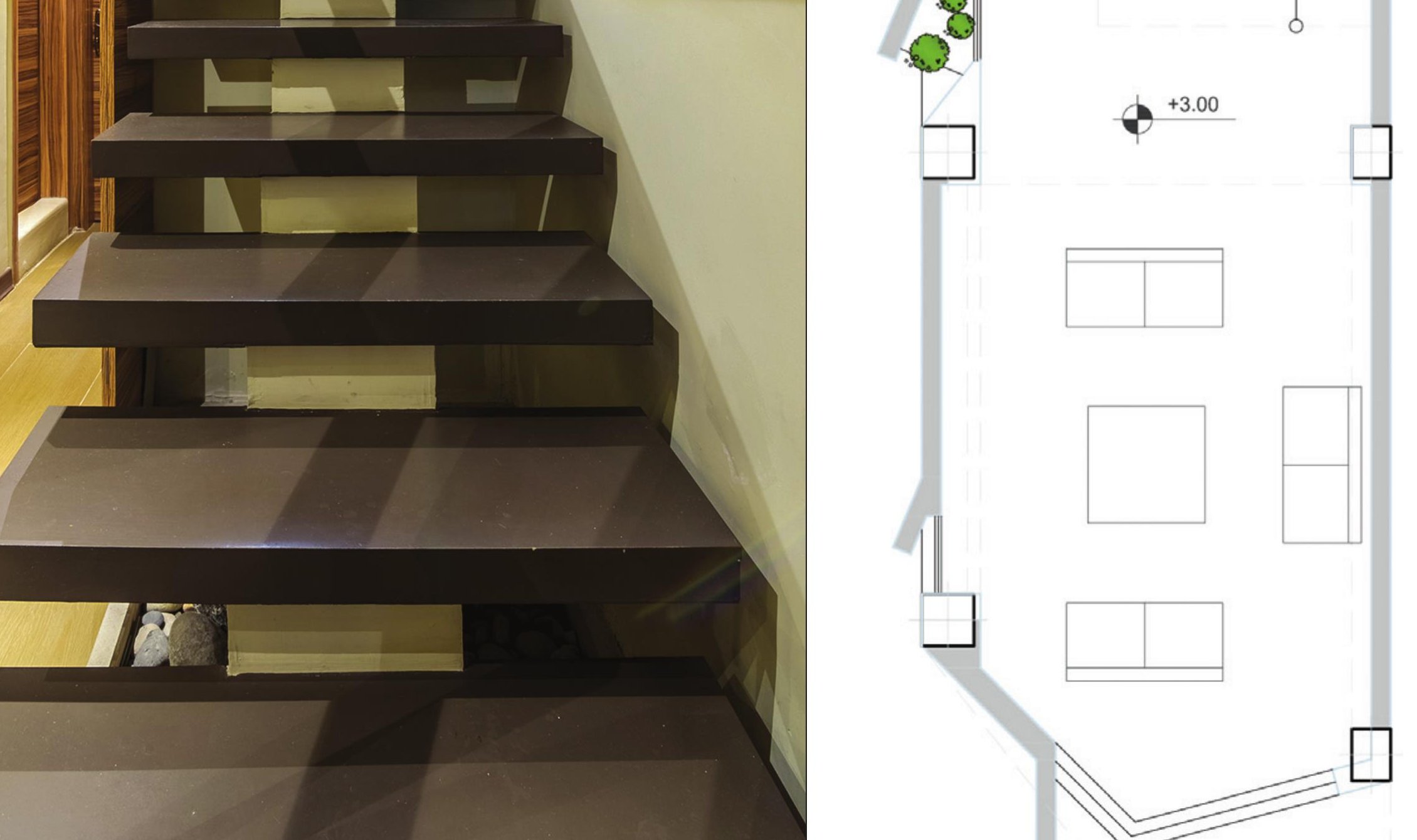 First floor plan showing two wings around stair core