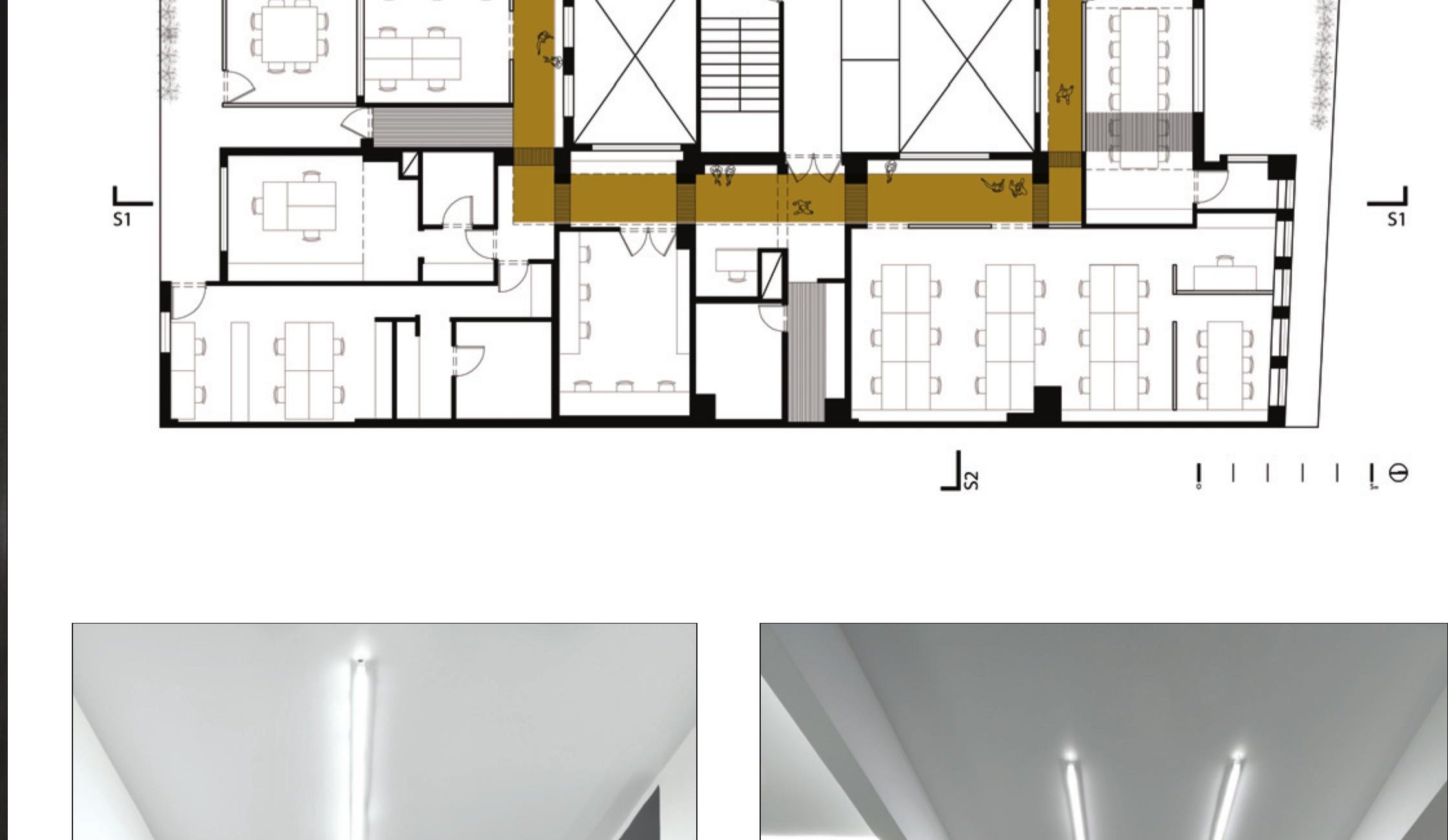 Floor plan showing the dark concrete ring at the centre