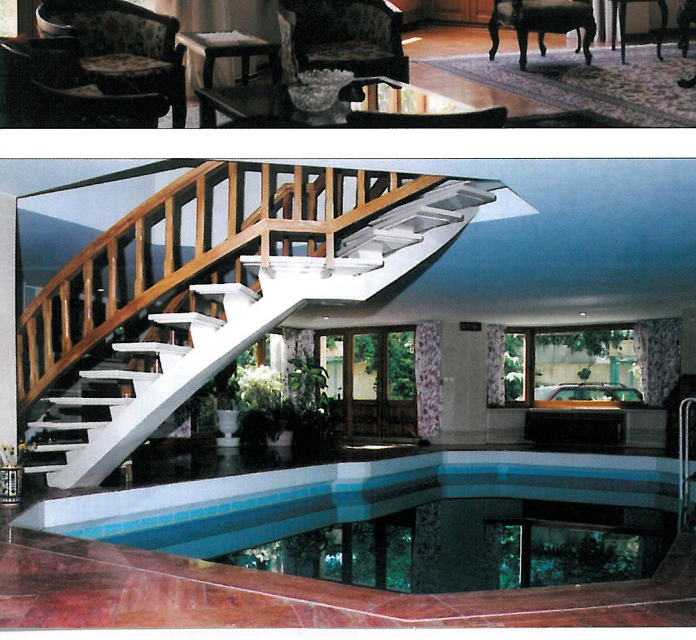 Dr Shokrani's House — spiral stair above the indoor pool.