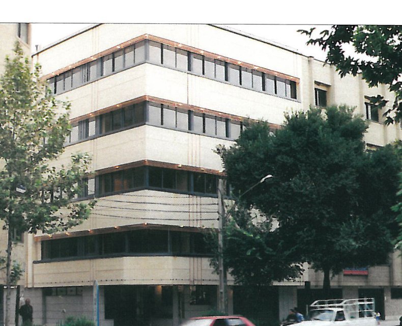 Zarrin Office Complex — side view from the pavement.