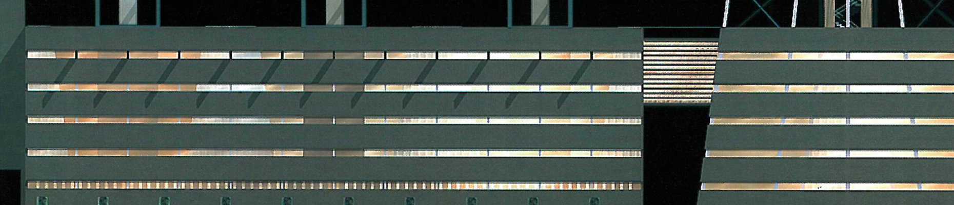 Parliament Representatives building — base elevation with its alternating recesses.