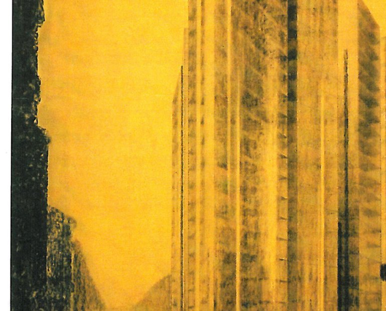 Mies van der Rohe — elevation of a country-house project painted in several colour variations by the architect himself.