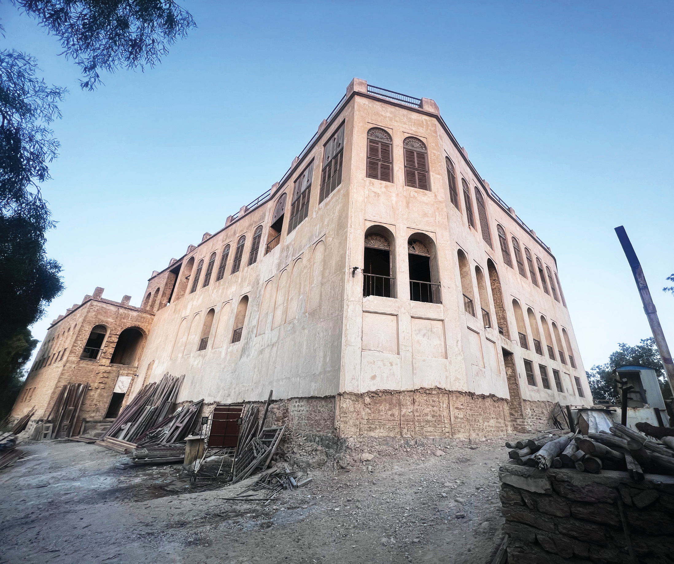 East facade of Haj Raeis Edifice, three-story building under restoration