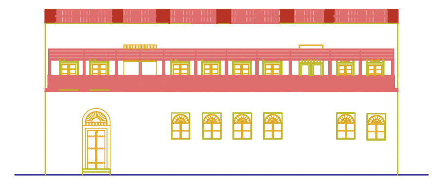 Architectural drawing of the north elevation of the Golshan Edifice