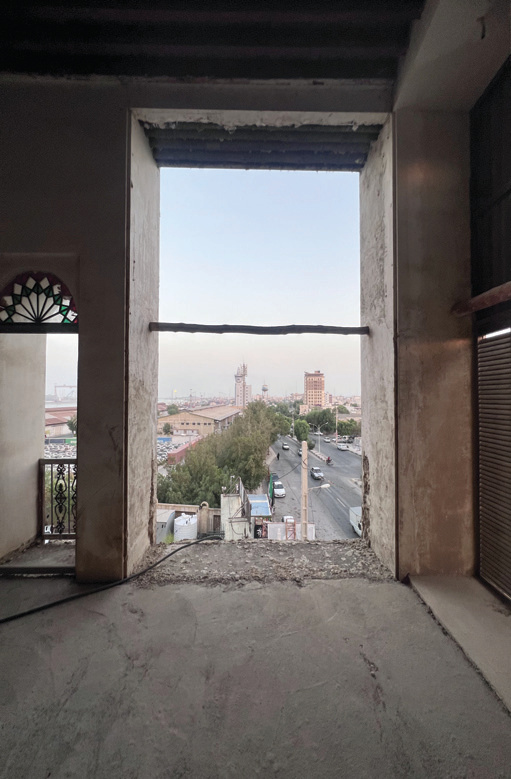 View looking south over Bushehr from an upper-floor window of the edifice