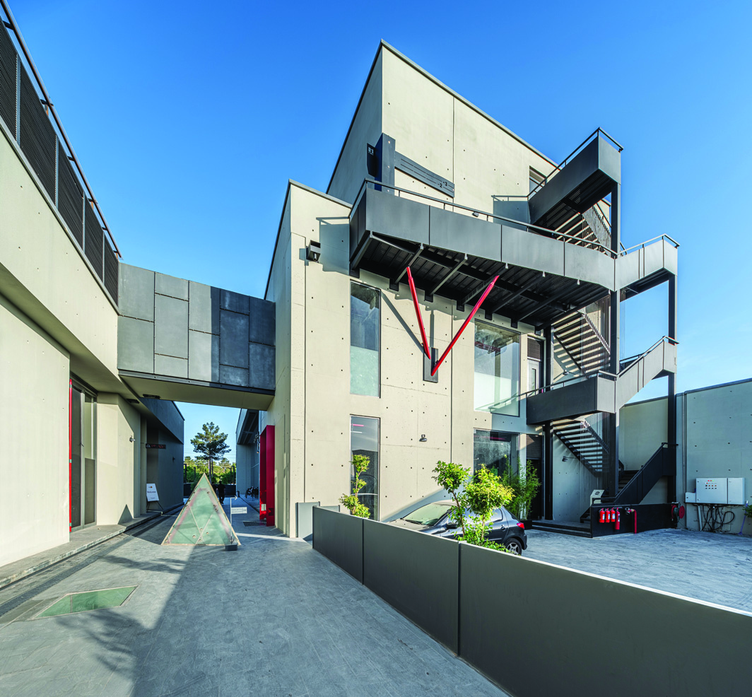 Divan Building, rear courtyard with multi-level structure