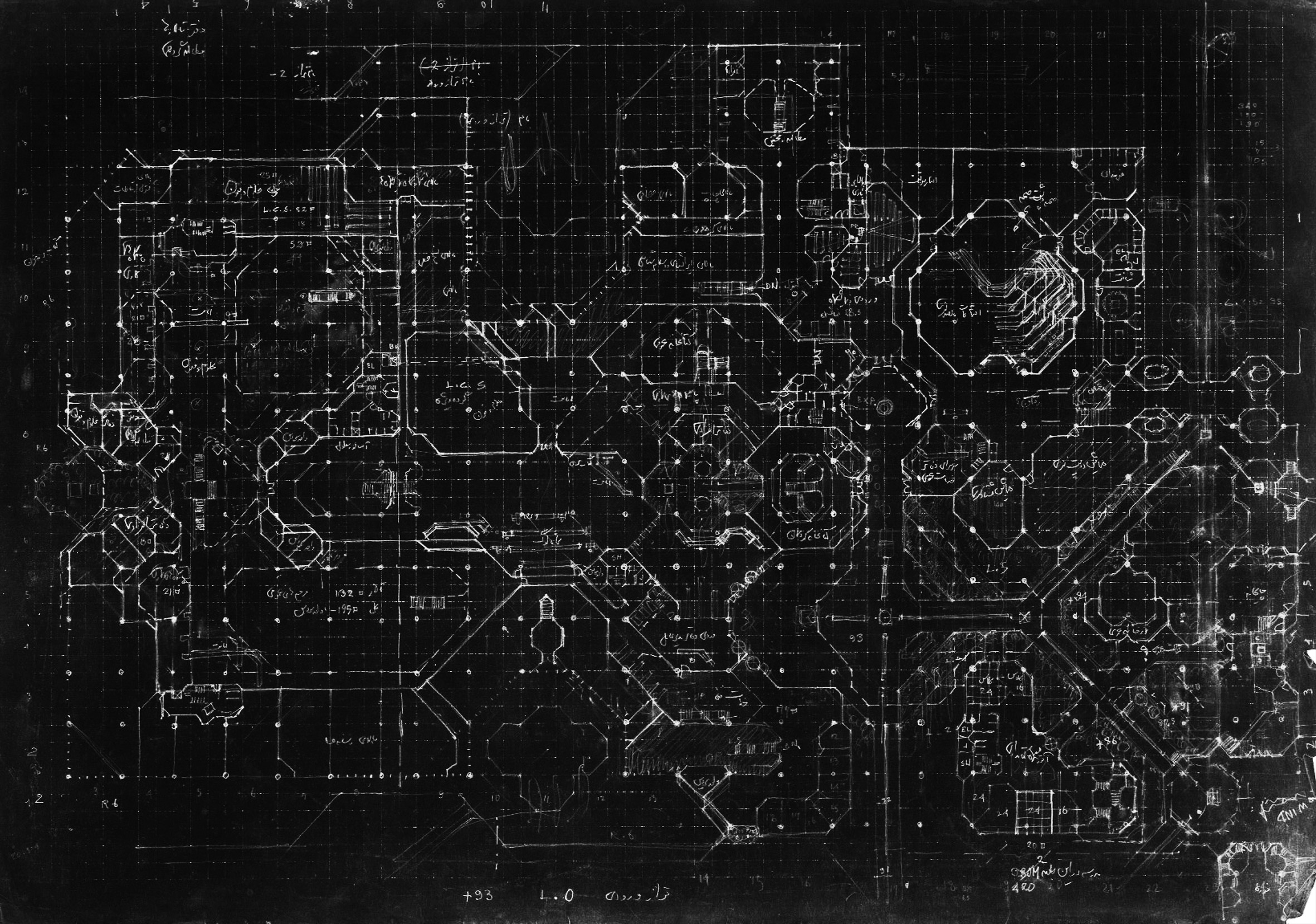 Architectural floor plan drawing of the National Library of Iran