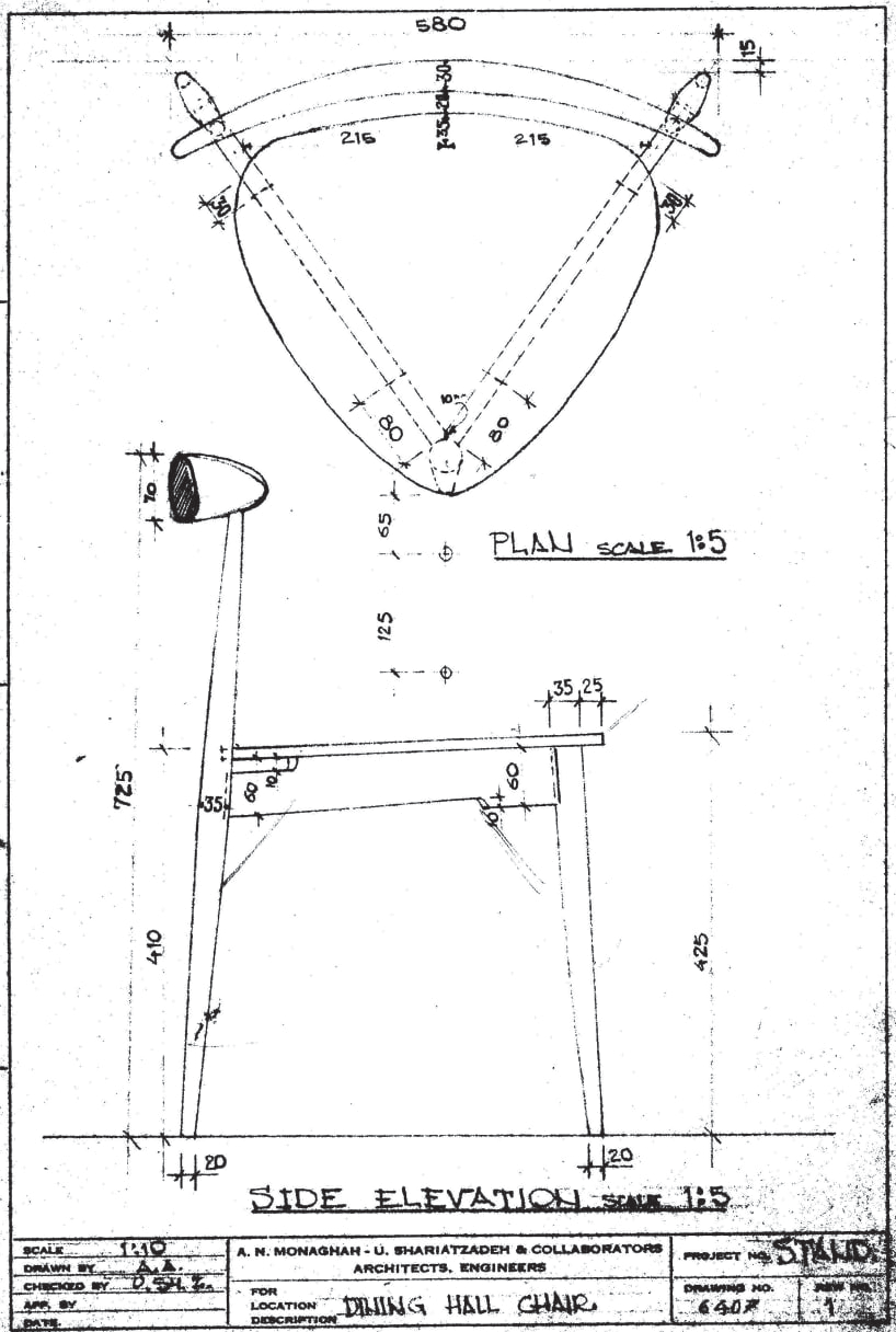 Drawing of the Heart Chair for residential use, Yousef Shariatzadeh