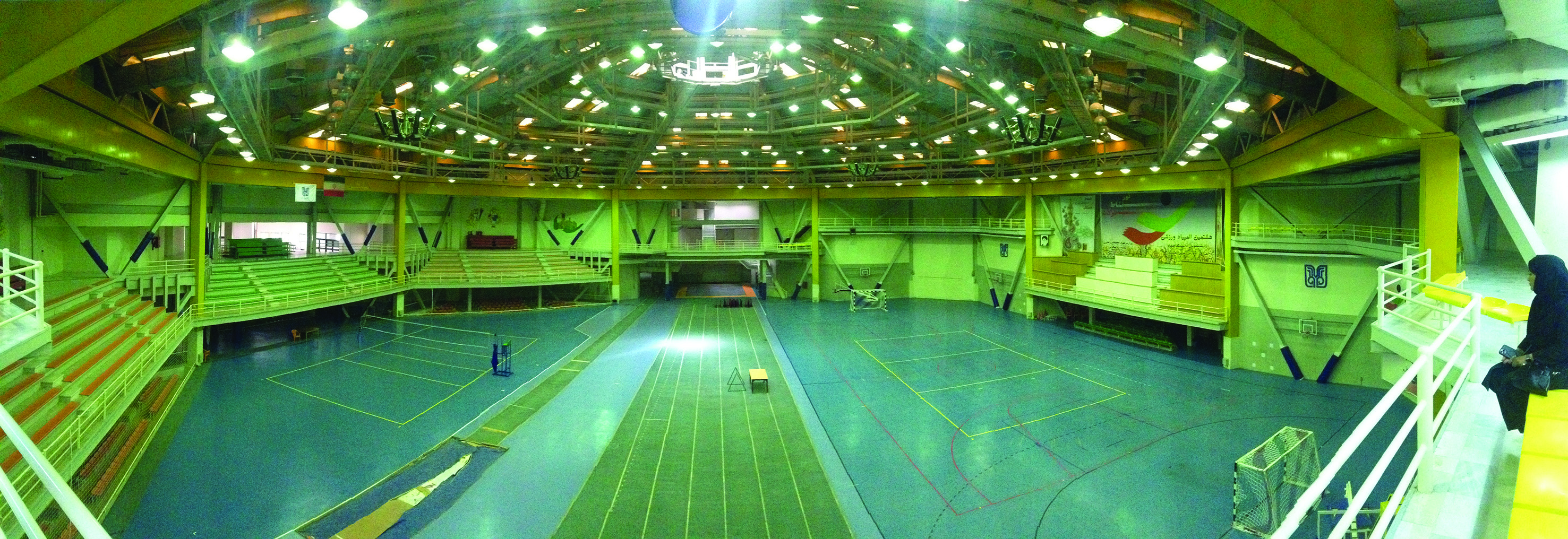 Interior of the university sports hall with multi-purpose court