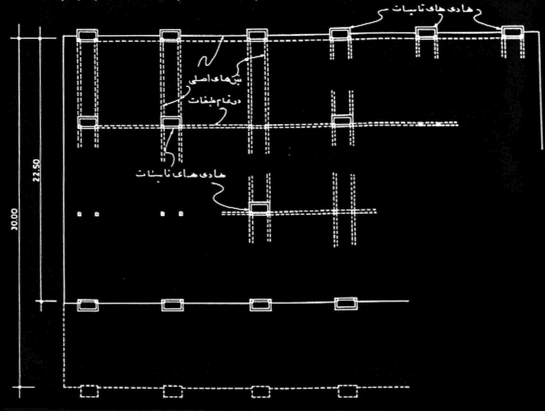 Structural floor plan showing regular utility conduit positions at each macro module