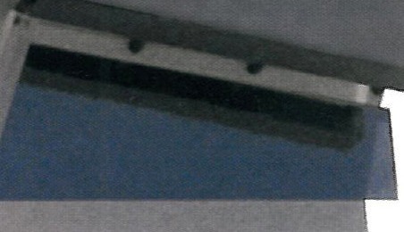 Daytime view of the model in its setting: the ground planes and the climatic engagement