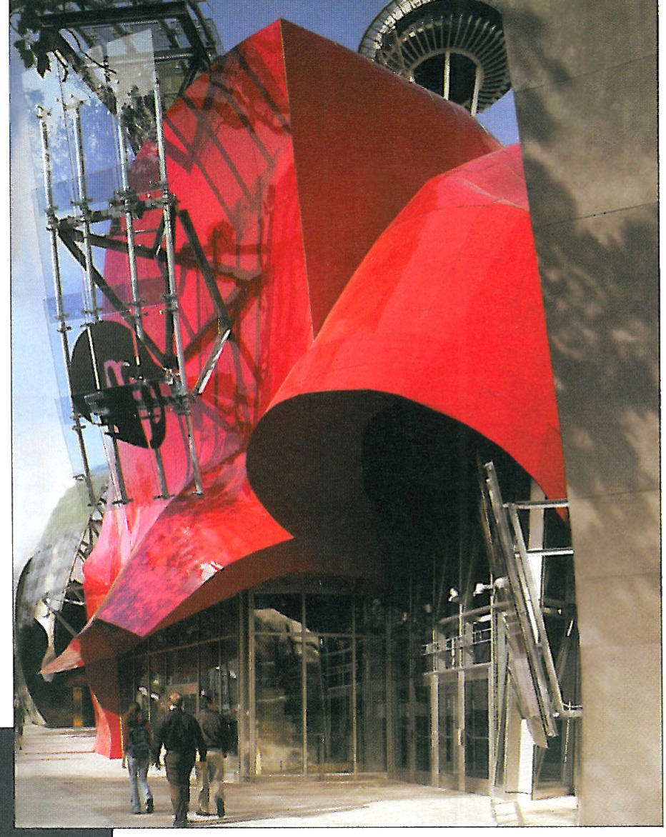 Gehry: a complex undulating volume in golden titanium cladding