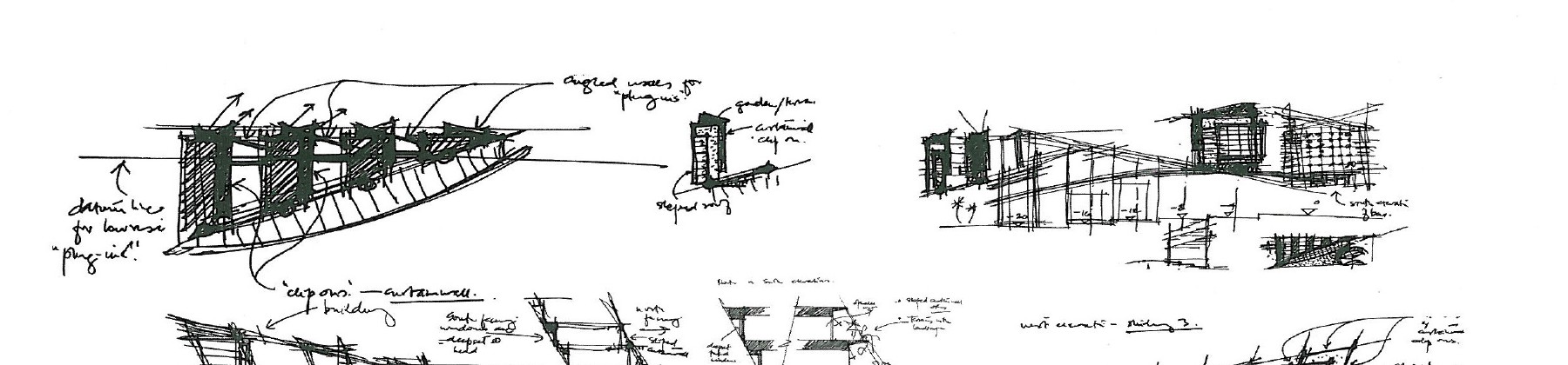 Entry 2 — section sketches of the atrium climate-control strategy