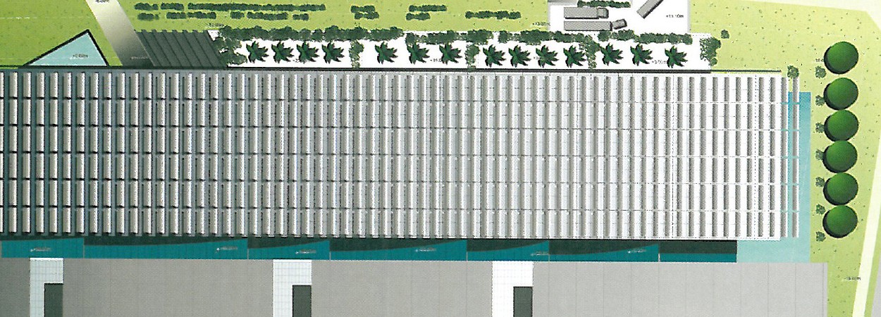 Roof plan — Entry 5, aerial / roof plan showing the green-roofed building within the site