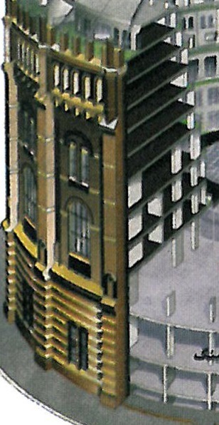 Fig. 24 (b) — Zentralsparkasse, the corrugated metal-clad façade