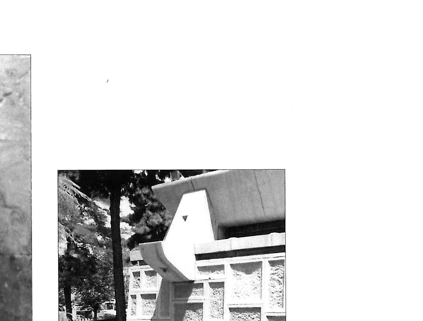 Concrete blocks in contrast with red stone