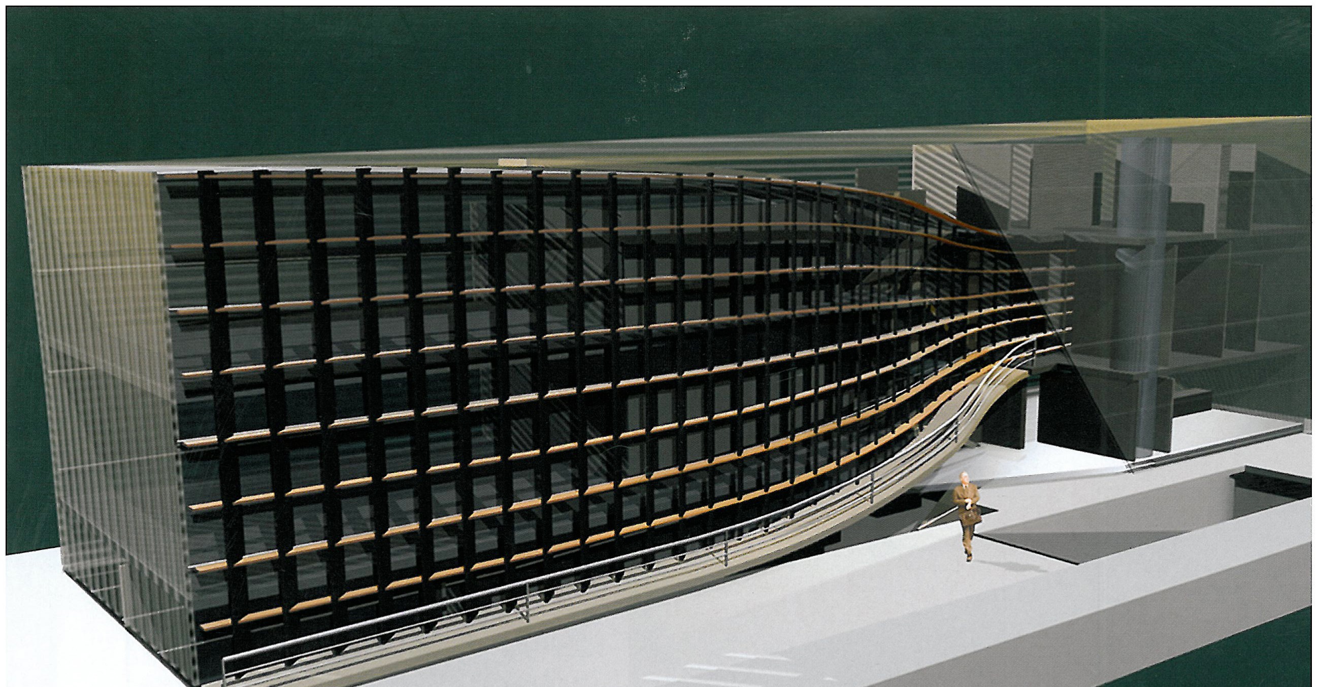 Mezzanine plan and detail of the column façade