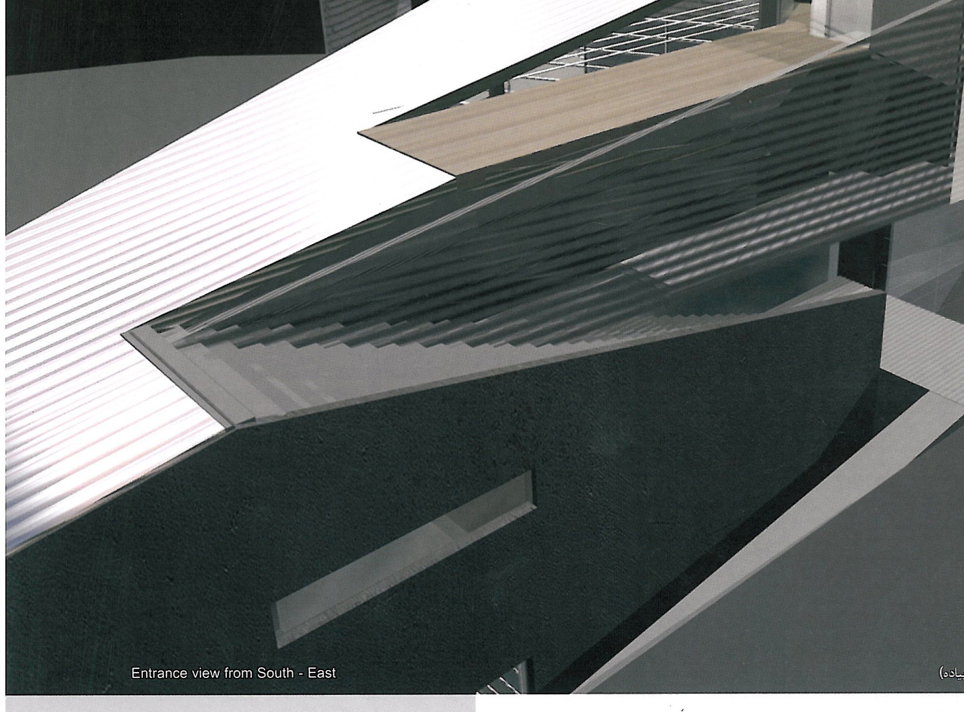 Remy Zaugg with Herzog & de Meuron — installation of vertical strips against a wall, with a tree in the foreground