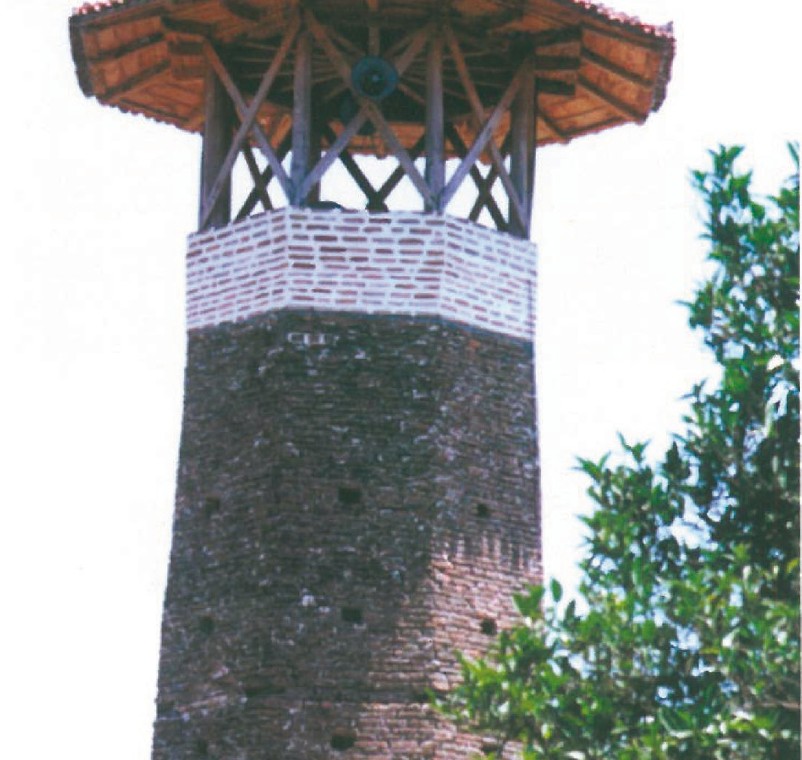 Brick minaret of a mosque in Amol, Iran