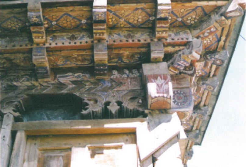 Detail of the painted timber ceiling in Shaden village near Babol, Iran