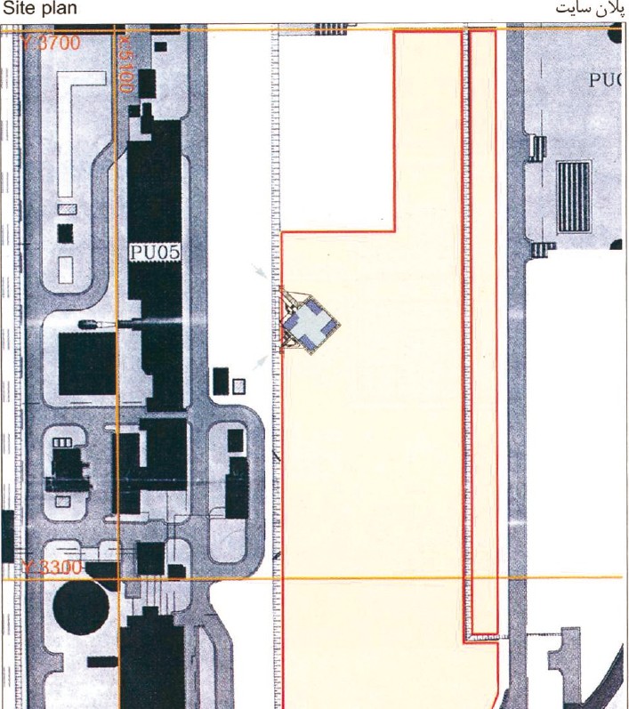 Site plan of the P.U.05 office within the Mobarakeh Steel Complex