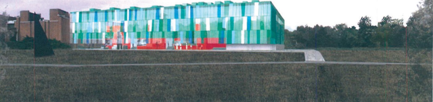 Multi-coloured glass facade proposal by Arnod et Herault (Grenoble) for the Lille Modern Art Museum extension